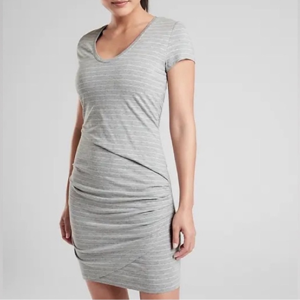 ATHLETA | Gray Central Striped Dress Sz XS